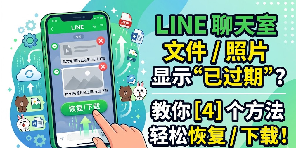LINE聊天室的文件/照片显示“已过期”如何恢复下载